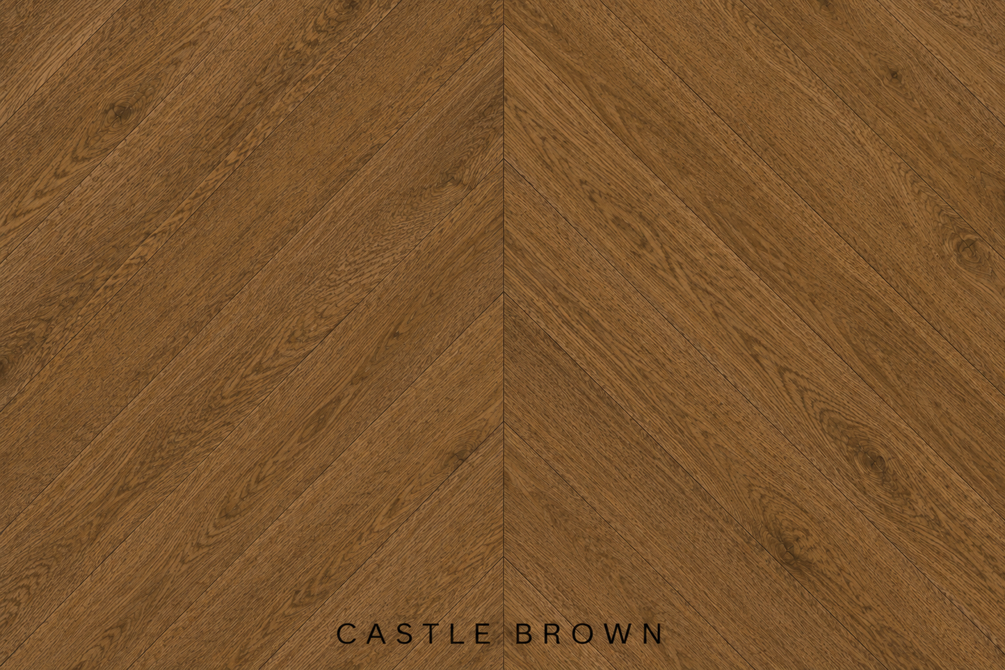Parchet stratificat stejar, Chevron 13x150x500 mm, Clasa Natur, CASTLE BROWN