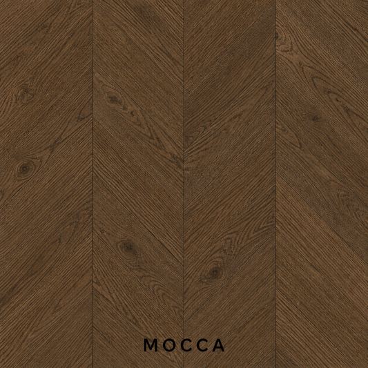 Parchet stratificat stejar, Chevron 12x100x600 mm, Clasa Natur, MOCCA