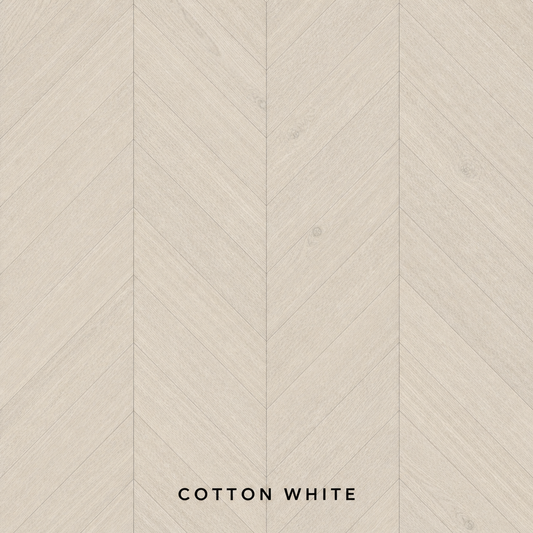 Parchet stratificat stejar, Chevron 12x100x600 mm, Clasa Natur, COTTON WHITE