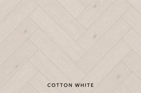Parchet stratificat stejar, Herringbone 11x100x500 mm, Clasa Natur, COTTON WHITE