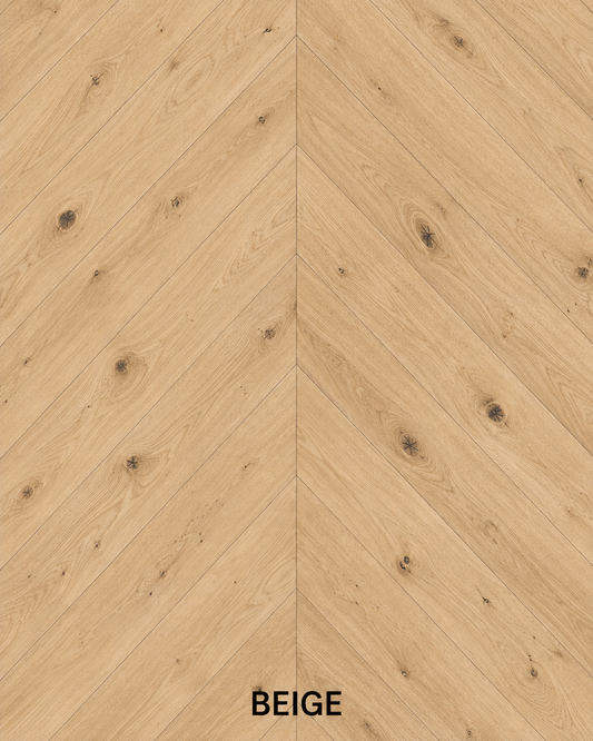 Parchet stratificat stejar, Chevron 12x100x600 mm, Clasa Rustic, BEIGE