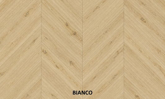 Parchet stratificat stejar, Chevron 12x100x600 mm, Clasa Rustic, BIANCO