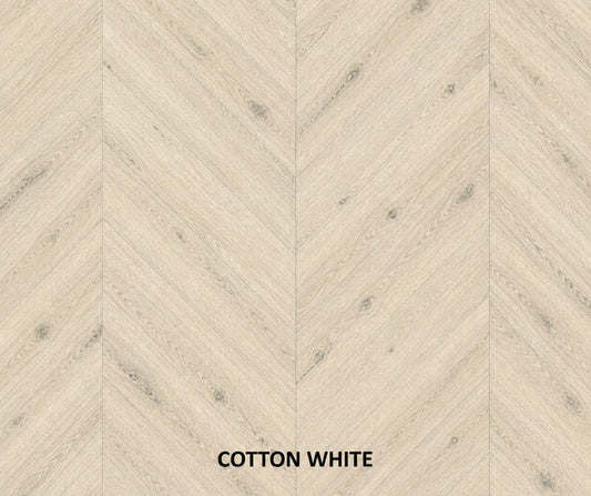 Parchet stratificat stejar, Chevron 12x100x600 mm, Clasa Rustic, COTTON WHITE
