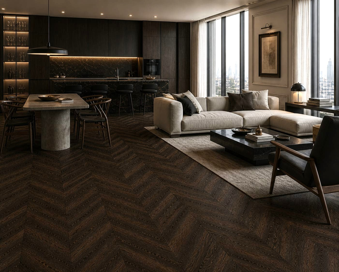 Parchet stratificat stejar, Chevron 12x100x600 mm, Clasa Rustic, ENGLISH PUB