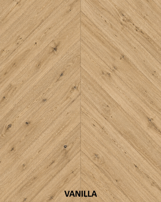 Parchet stratificat stejar, Chevron 12x100x600 mm, Clasa Rustic, VANILLA