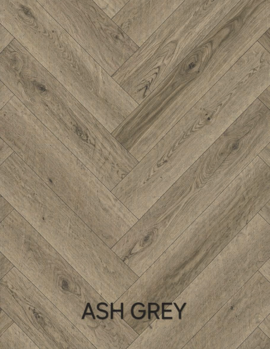 Parchet stratificat stejar, Herringbone 11x100x500 mm, Clasa Rustic, ASH GREY