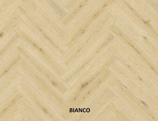 Parchet stratificat stejar, Herringbone 11x100x500 mm, Clasa Rustic, BIANCO