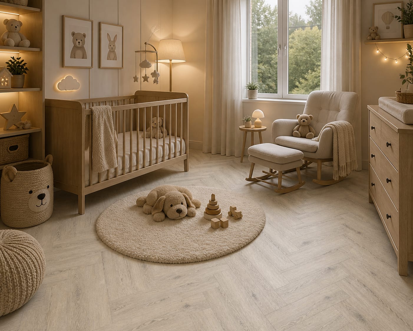 Parchet stratificat stejar, Herringbone 11x150x665 mm, Clasa Rustic, COTTON WHITE