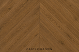 Parchet stratificat stejar, Chevron 13x150x500 mm, Clasa Natur, CASTLE BROWN