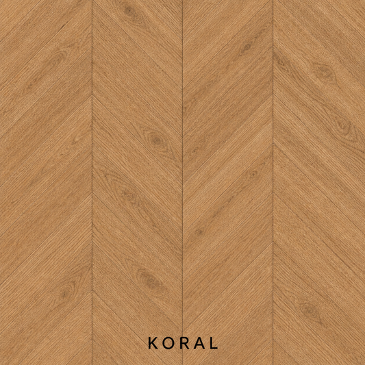 Parchet stratificat stejar, Chevron 12x100x600 mm, Clasa Natur, KORAL