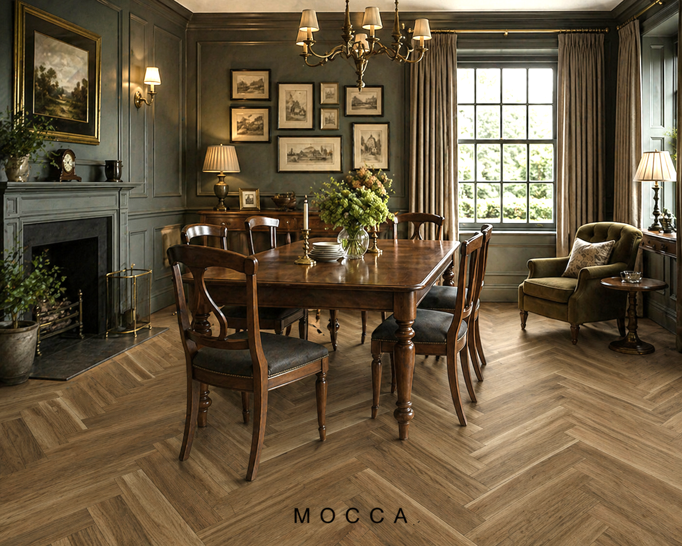 Parchet stratificat stejar, Herringbone 13x150x665 mm, Clasa Natur, MOCCA