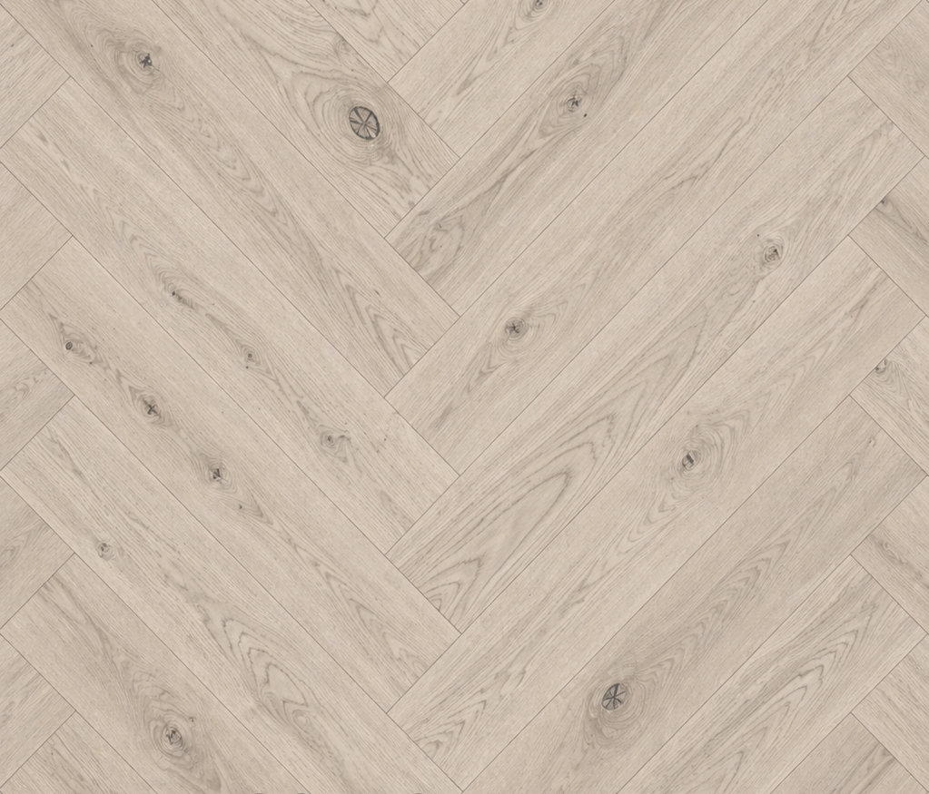 Parchet stratificat stejar, Herringbone 13x150x665 mm, Clasa Rustic, COTTON WHITE