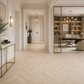 Parchet stratificat stejar, Chevron 12x100x600 mm, Clasa Select, BIANCO