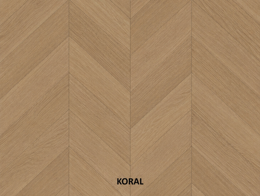Parchet stratificat stejar, Chevron 12x100x600 mm, Clasa Select, KORAL