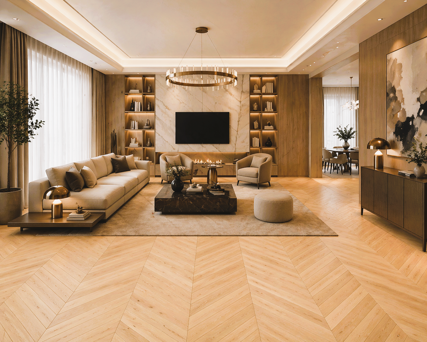 Parchet stratificat stejar, Chevron 13x150x850 mm, Clasa Select, ULEI INCOLOR