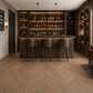 Parchet stratificat stejar, Chevron 13x150x850 mm, Clasa Select, MOCCA