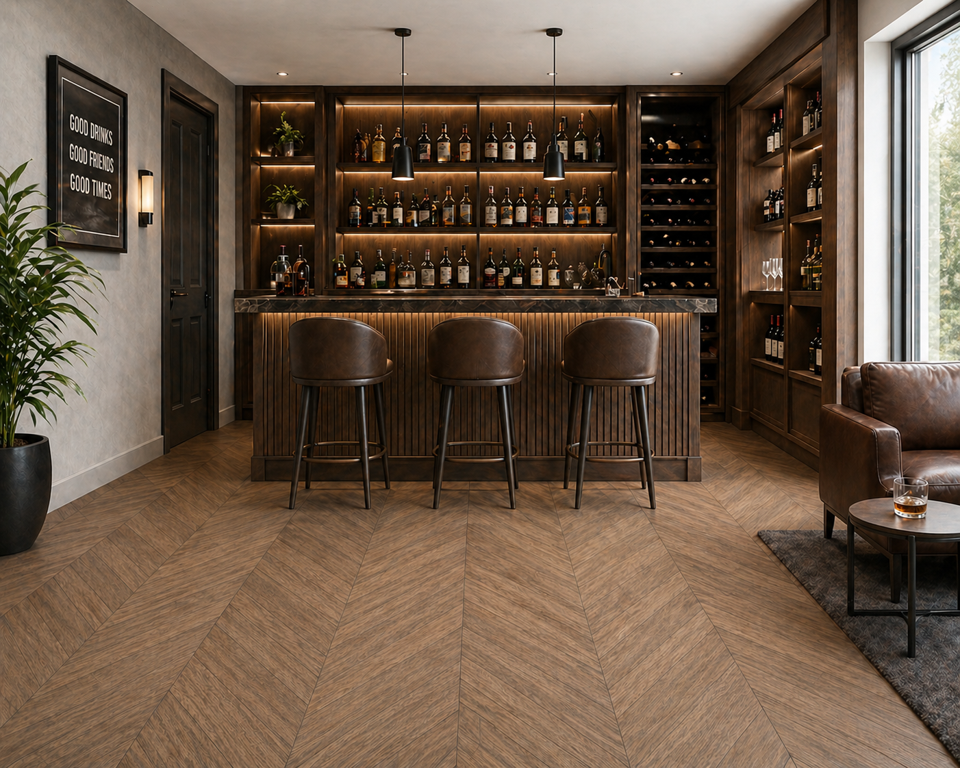 Parchet stratificat stejar, Chevron 13x150x850 mm, Clasa Select, MOCCA