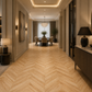 Parchet stratificat stejar, Chevron 13x150x500 mm, Clasa Natur, LAC INCOLOR
