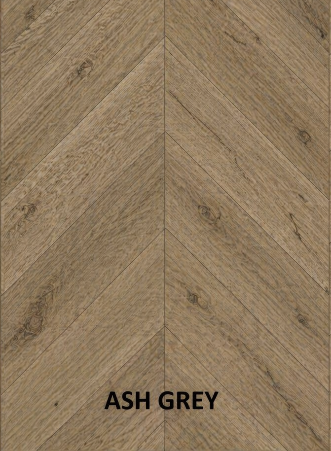 Parchet stratificat stejar, Chevron 12x100x600 mm, Clasa Rustic, ASH GREY