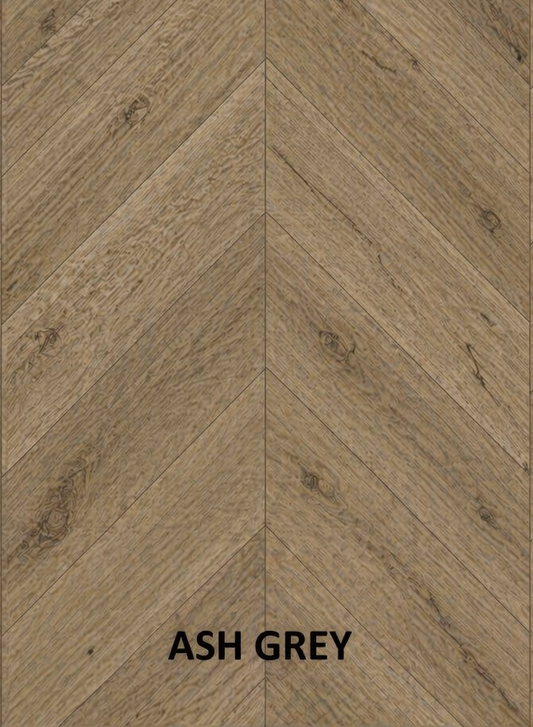 Parchet stratificat stejar, Chevron 12x100x600 mm, Clasa Rustic, ASH GREY