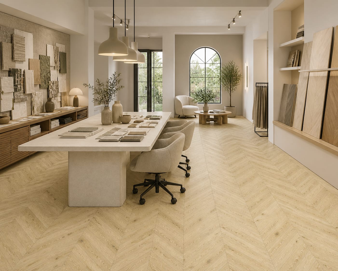 Parchet stratificat stejar, Chevron 12x100x600 mm, Clasa Rustic, BIANCO