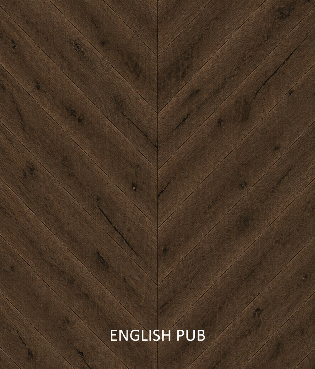 Parchet stratificat stejar, Chevron 12x100x600 mm, Clasa Rustic, ENGLISH PUB