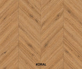 Parchet stratificat stejar, Chevron 13x150x850 mm, Clasa Rustic, KORAL