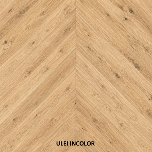 Parchet stratificat stejar, Chevron 12x100x600 mm, Clasa Rustic, ULEI INCOLOR