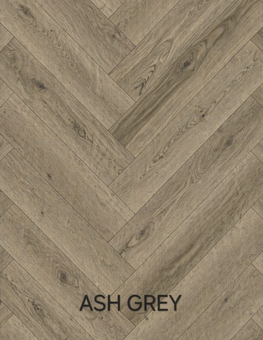 Parchet stratificat stejar, Herringbone 11x100x500 mm, Clasa Rustic, ASH GREY