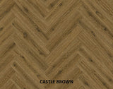 Parchet stratificat stejar, Herringbone 11x150x665 mm, Clasa Rustic, CASTLE BROWN