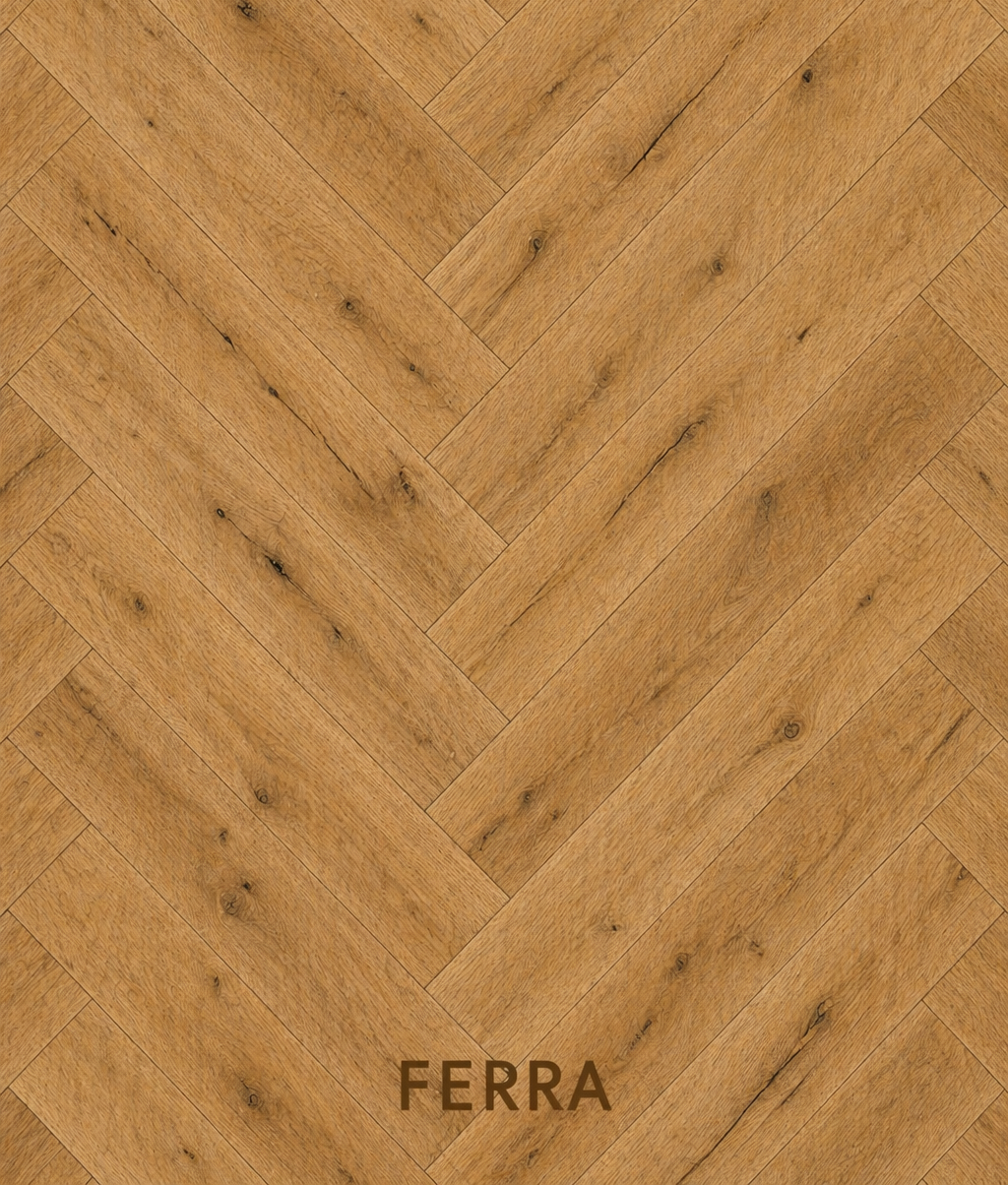 Parchet stratificat stejar, Herringbone 13x150x665 mm, Clasa Rustic, FERRA