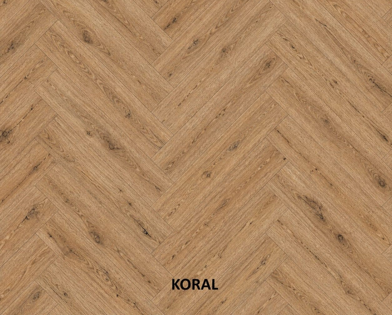 Parchet stratificat stejar, Herringbone 13x150x665 mm, Clasa Rustic, KORAL