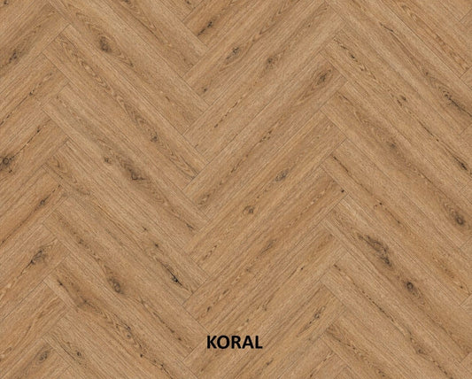 Parchet stratificat stejar, Herringbone 11x100x500 mm, Clasa Rustic, KORAL