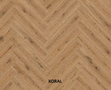 Parchet stratificat stejar, Herringbone 13x150x665 mm, Clasa Rustic, KORAL