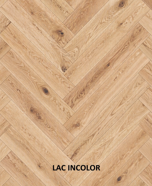 Parchet stratificat stejar, Herringbone 11x100x500 mm, Clasa Rustic, LAC INCOLOR
