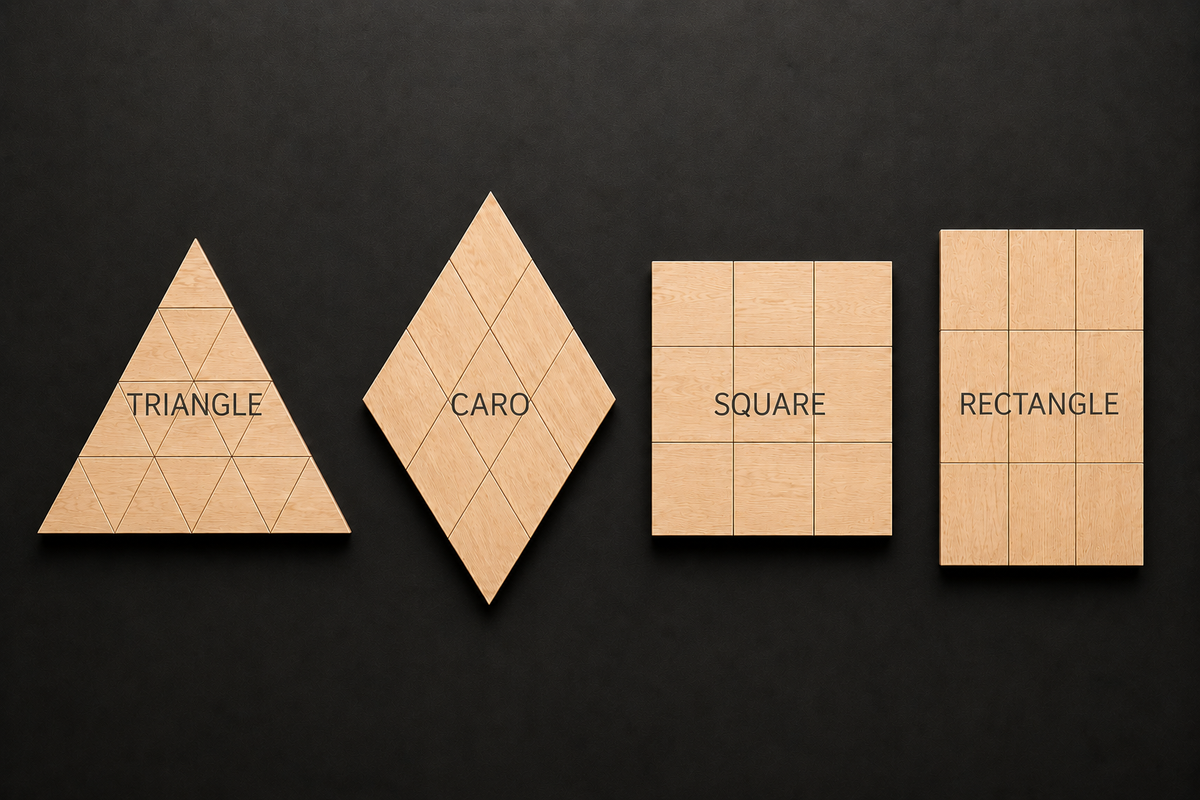 Panou decorativ 2D TRIANGLE, CARO, SQUARE, RECTANGLE - Frasin