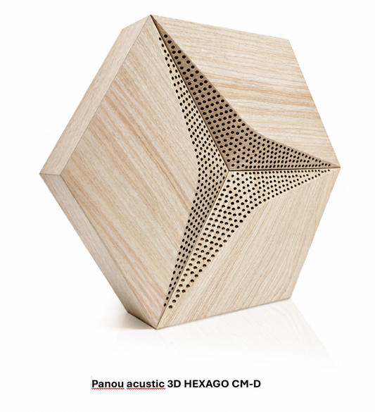 Panou acustic HEXAGO 3D CM-D – FORM AT WOOD
